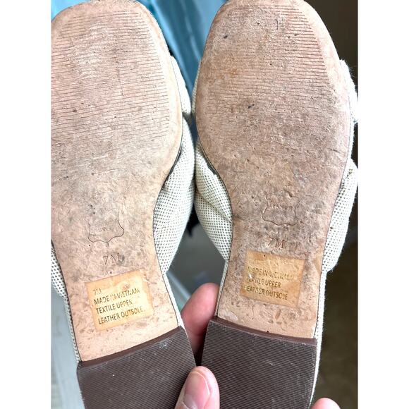 Talbots Women’s 7 Tan Violet Knot Slides Textile Leather Slip-On Open Toe Sandal - Picture 7 of 8